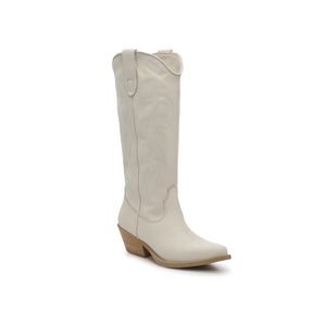 Steve Madden white leather cowboy boots